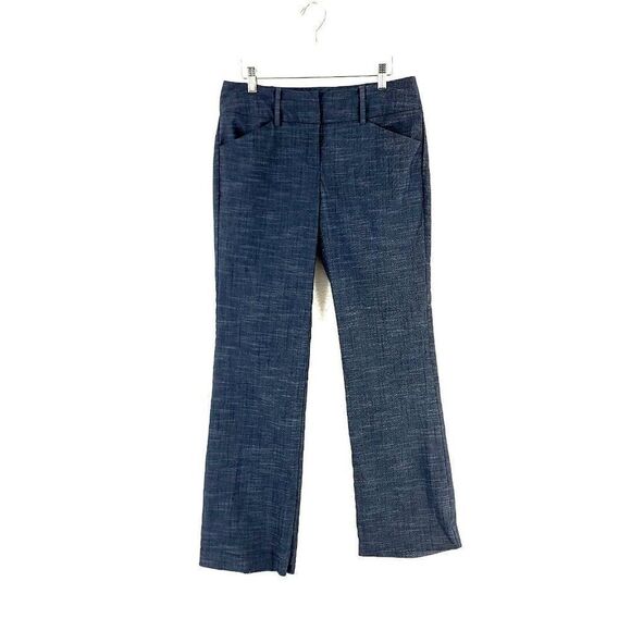 New York & Company 7th Avenue Blue Birdseye Pants Polyester Low Rise Size 4 31/3 - Picture 1 of 7